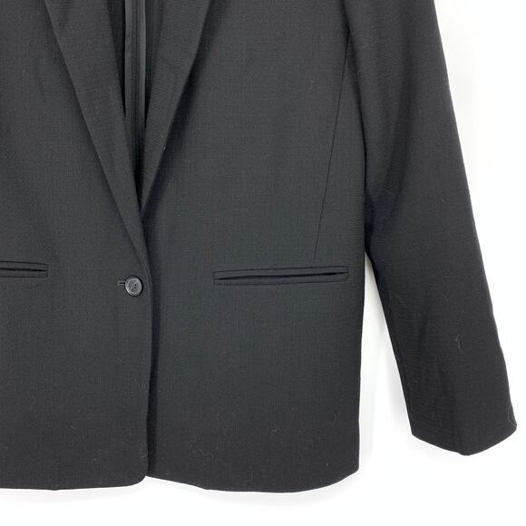 Lucky Brand Long Line Blazer Jacket Womens Size Medium Black Single Button - Picture 4 of 7